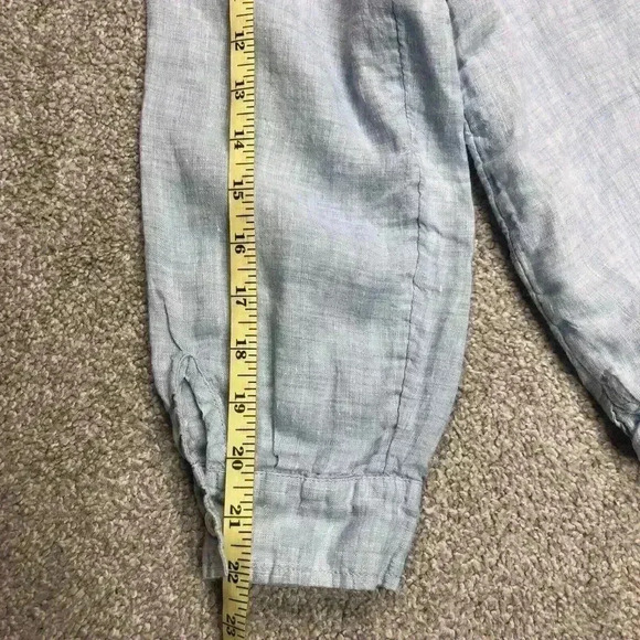 J Jill Love Linen Shirt Blue Color Long Sleeves Button Up Relaxed Fit Sz M - Picture 8 of 9